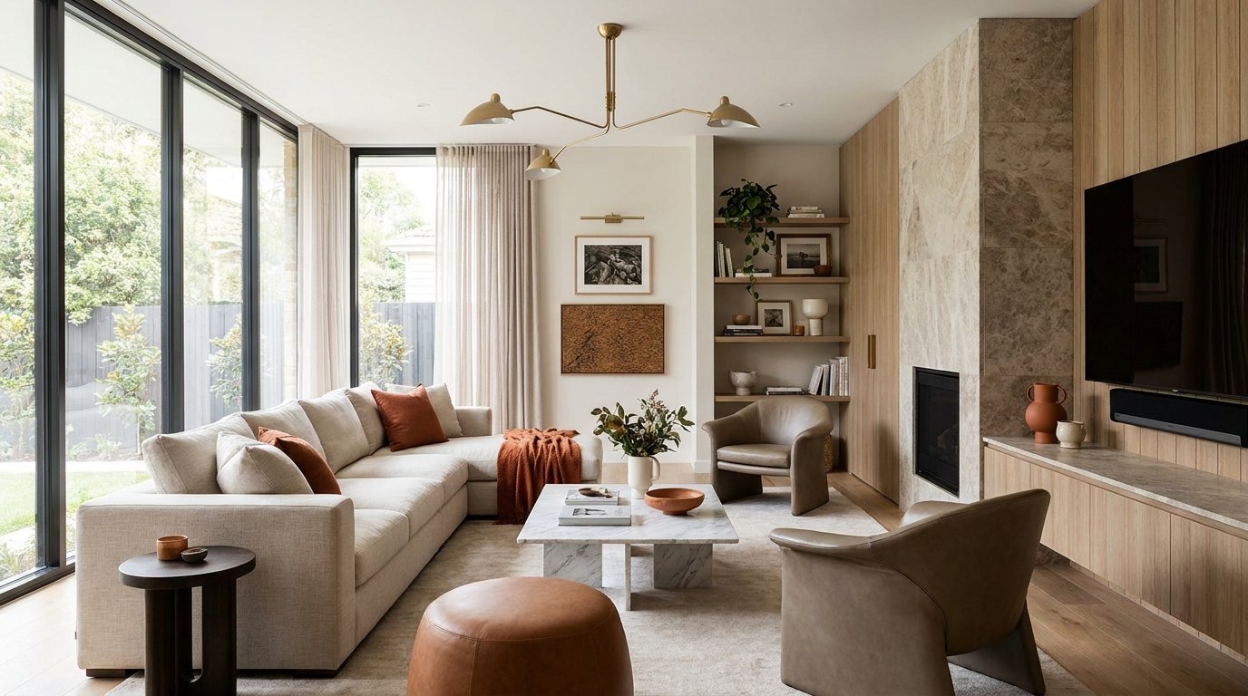 Modern living room after AI redesign